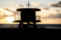 Silhouette of a lifeguard stand on Miami south beach Royalty Free Stock Photo
