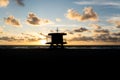 Silhouette of a lifeguard stand on Miami south beach Royalty Free Stock Photo