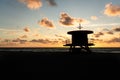 Silhouette of a lifeguard stand on Miami south beach Royalty Free Stock Photo