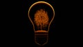 Silhouette of the light bulb with tree inside. Green Energy Concept. 3D rendering Royalty Free Stock Photo