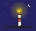 Silhouette lighthouse illustration on night view