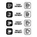 Silhouette and linear payment method icons design Royalty Free Stock Photo