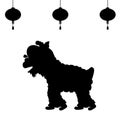 Silhouette lion dance. Celebration Chinese new year.