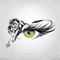 Silhouette of lion on an eye. vector illustration Royalty Free Stock Photo