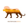 Silhouette of a lion. Vector illustration. Logo. Lion profile side view.