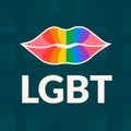 silhouette of lips with lgbt community flag