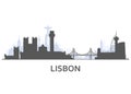 Silhouette of Lisbon cityscape - old town view of Lisbon