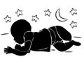 Silhouette little baby sleeping with star