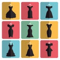 Silhouette of little black party dresses icons