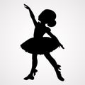 Silhouette of a little girl ballerina on a white background. Illustration, print Royalty Free Stock Photo