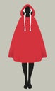 Silhouette of little red riding hood combed with braids isolated Royalty Free Stock Photo