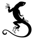 Silhouette of a lizard as letter `S`. Tattoo, logo, sign, vector illustration