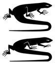 Silhouette of a lizard as letter