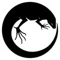 Silhouette of a lizard. Tattoo, logo sign, illustration