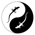 Silhouette lizard Yin Yang. Isolated Vector Illustration.