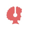 Silhouette logo of an afro woman wearing headset listening music and smiling Royalty Free Stock Photo