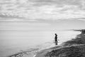 Lonely treasure hunter on the beach