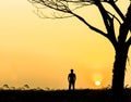 Silhouette Lonely Man in garden