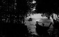 Silhouette of Long tail boat in Railay Beach Thailand Royalty Free Stock Photo