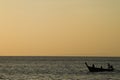 Silhouette of Long tail boat in Railay Beach Thailand at sunset Royalty Free Stock Photo