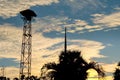 Silhouette of Loudspeakers broadcast tower