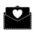 Silhouette love heart envelope mail valentine letter