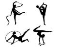 Silhouette lovely woman with Rhythmic gymnastics Focus on beautiful style