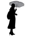 Silhouette Lovely woman with umbrella