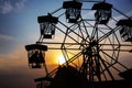 Silhouette Of Lover In The Ferris Wheel In The Evening