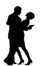 Silhouette of lovers gangsters