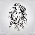 Silhouette of a loving couple. vector illustration Royalty Free Stock Photo