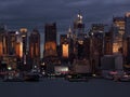 Silhouette of Lower Manhattan at night sky background Royalty Free Stock Photo