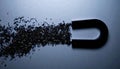 Silhouette of Magnet with Iron Filings. Science concept. Generated Image Royalty Free Stock Photo