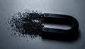 Silhouette of Magnet with Iron Filings. Science concept. Generated Image Royalty Free Stock Photo