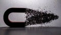 Silhouette of Magnet with Iron Filings. Science concept. Generated Image Royalty Free Stock Photo
