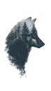 Silhouette of a majestic wolf against a pure white background Royalty Free Stock Photo