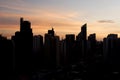 Silhouette of Makati Skyline at sundown.
