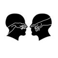 Silhouette of male faces with hands Royalty Free Stock Photo