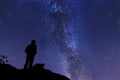 Silhouette of a man against the night sky, Cygnus Rift. Different edit