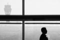 Silhouette of a man at the airport Royalty Free Stock Photo