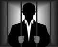 Silhouette of a man behind bars Royalty Free Stock Photo