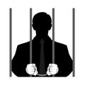 Silhouette of a man behind bars Royalty Free Stock Photo