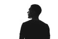 Silhouette of man from behind on a white background looks away Royalty Free Stock Photo
