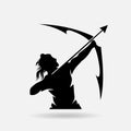 Silhouette of man bow arrow vector illustration Royalty Free Stock Photo