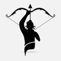 Silhouette of man bow arrow vector illustration Royalty Free Stock Photo