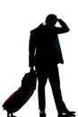 Silhouette man business traveler man sad despair Royalty Free Stock Photo