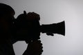 Silhouette of man camera side Royalty Free Stock Photo
