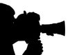 Silhouette of man camera side. Royalty Free Stock Photo