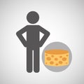 Silhouette man cheese nutrition healthy Royalty Free Stock Photo