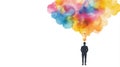 Silhouette of Man with Colorful Thought Bubble Representing Creativity and Imagination Concept Royalty Free Stock Photo